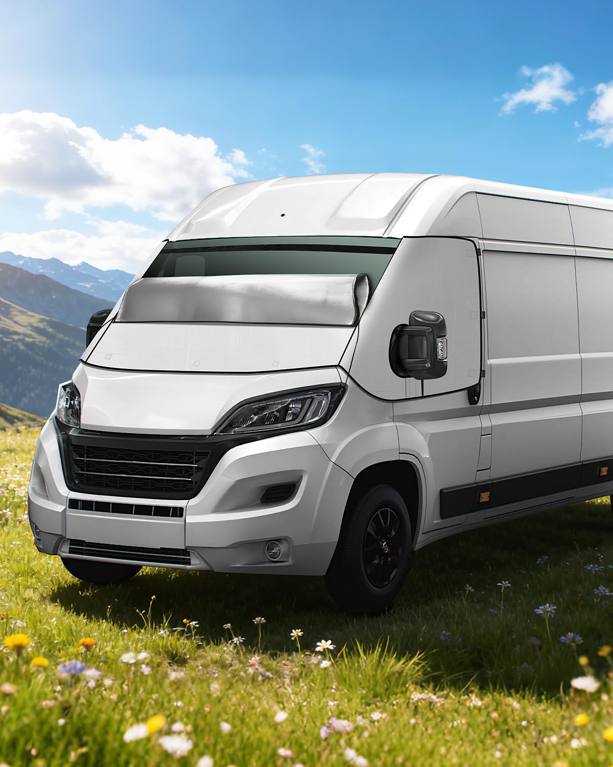 OlaVeg Van Windscreen Protector Aluminium Ducato Thermal Screen Cover Campervan Windscreen Cover with Zips External Waterproof Frost with Magnetic for P-eugeot Boxer C-itroen Relay X250/290 — view 9