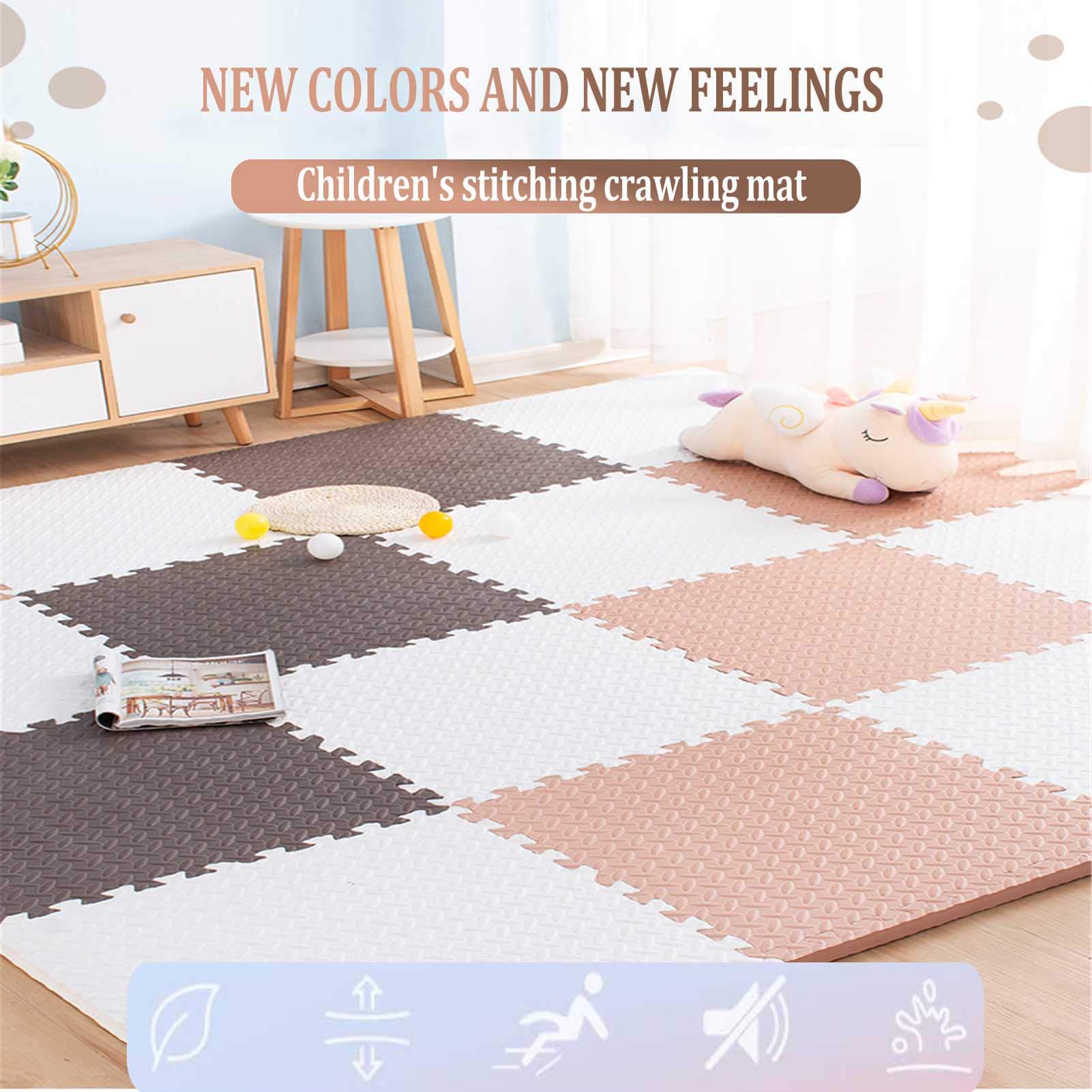 Tappetino in Schiuma per Bambini, Piastrelle in Schiuma Ad Incastro per Bambini - Protezione del Pavimento, Adatto per Palestra Area Giochi per Bambini Esercizio Yoga,Red+Brown,10