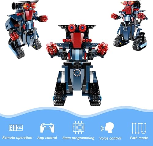 Miniatura 2 de aukfa STEM Bloque de construcción de juguete RC Robot para niños, juguete robótico controlado por aplicación y control remoto para niños y niñas,