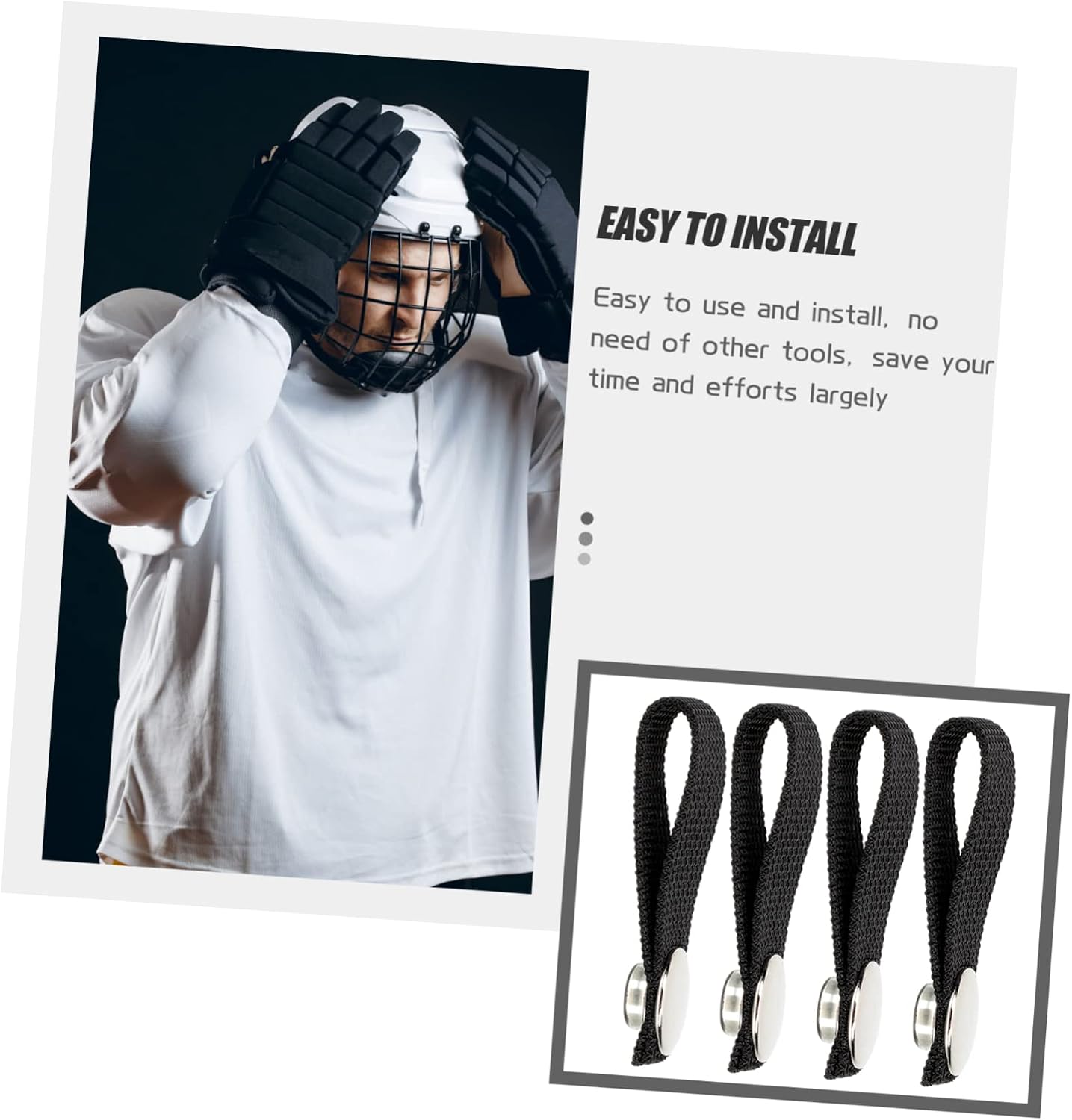 4pcs Hockey Helmet Accessories Kit Chin Strap Replacement Chinstrap for Hockey Sports