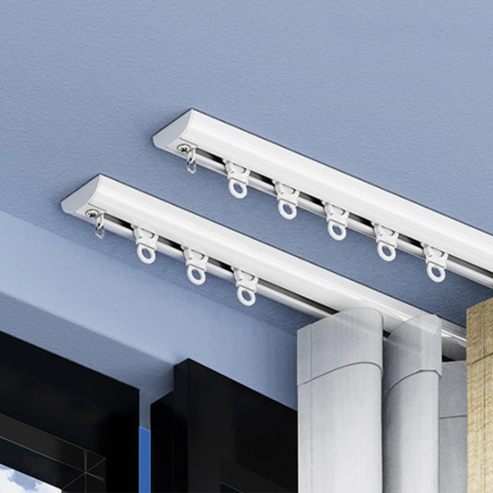 Binario per Tende A Muro Bastoni per Tende A Soffitto 5 Metri Binario Tende Soffitto per Montaggio A Parete/Soffitto, Adatto A Pareti Divisorie, Camper E Barche(Top B,3.2M/(10.4FT))