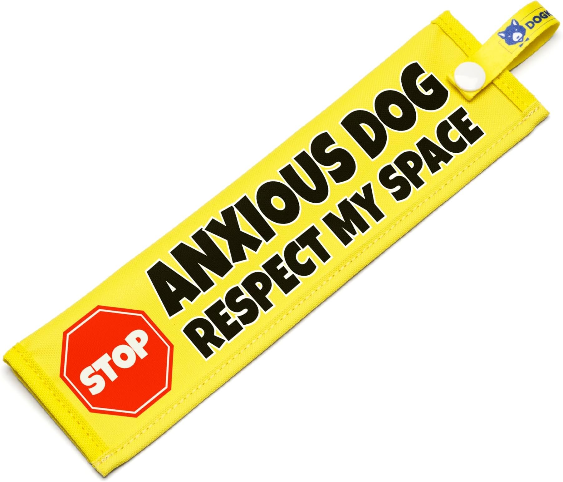 Anxious Dog - Respect My Space – Reactive & Nervous Warning Sign – High Visibility Space Awareness Dog Lead Sleeve – Waterproof Training Aid with Snap Attachment (Stop Sign)