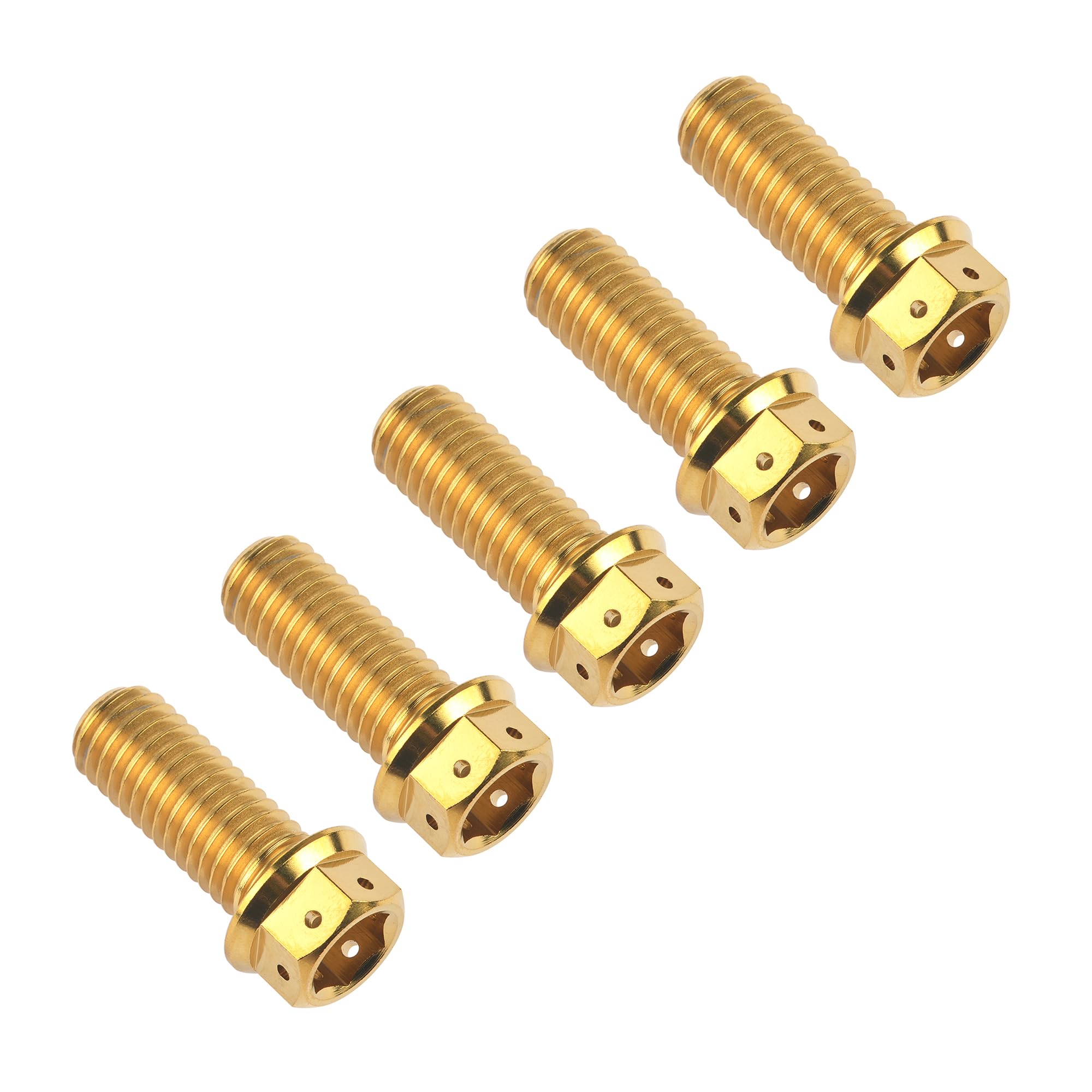 Ruifu Titanium M6 M8 M10 10 15 20 25 30 35 40 45 50 55 60 65 70 75 80 85 90mm Flange Allen Key Head Bicycle Bolts Screws Pack of 5 (Gold, M10x25mm Pitch1.25)