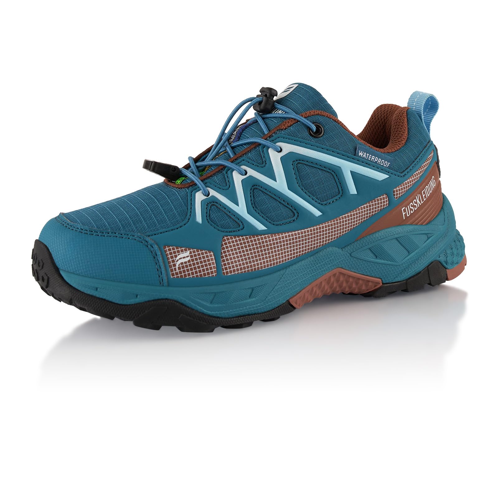 Fusskleidung® Damen Herren Wanderschuhe wasserdichte Trail Running Trekkingschuhe Blau Braun EU 43