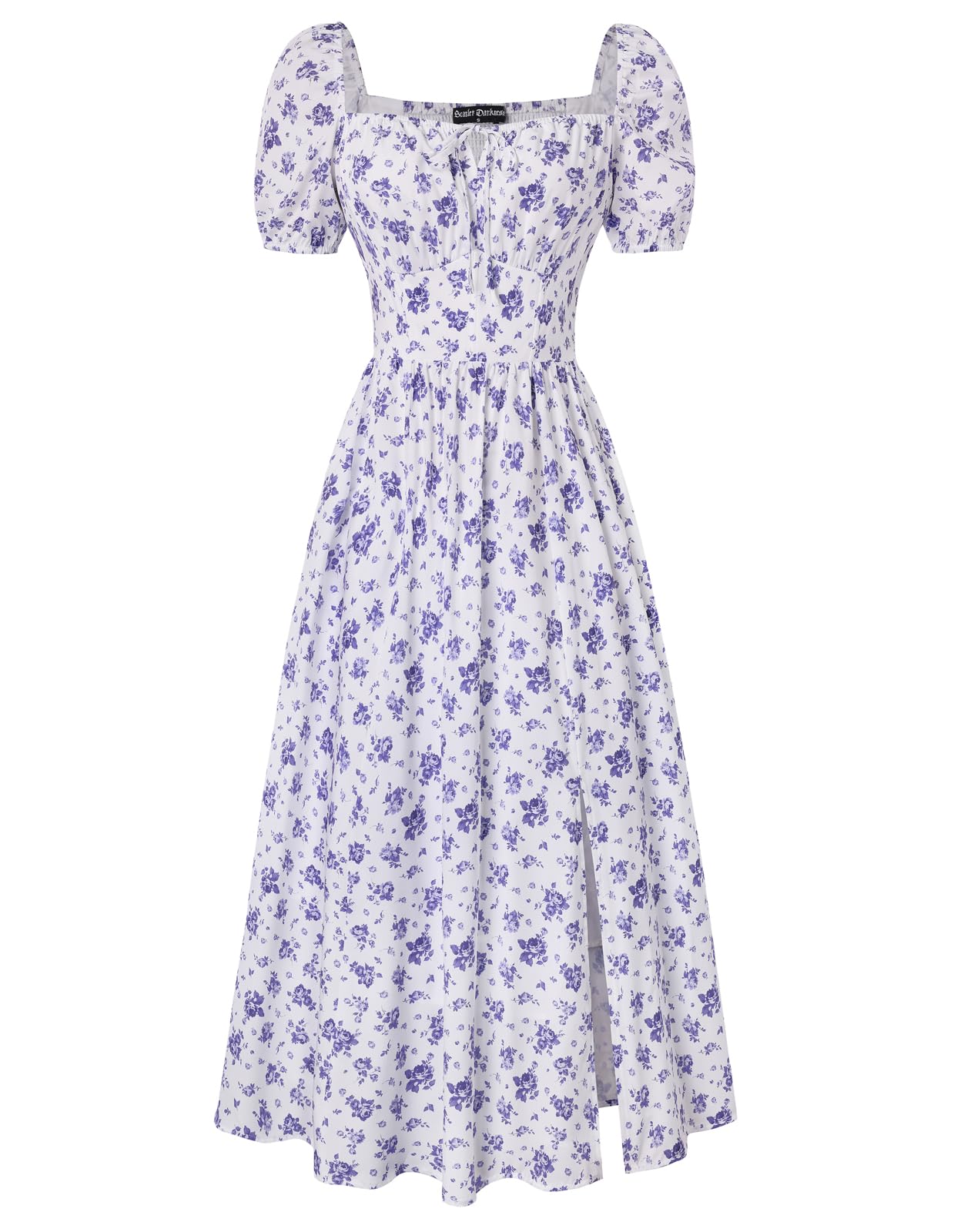 Photo 1 of Scarlet Darkness Summer Spring Split Floral Corset Midi Dress with Pockets