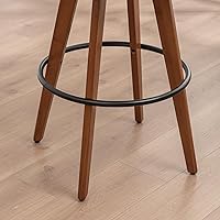 Vista 5 de LUNLING 30” Bar Height Stools,Mid Century Modern Bar Stool,White PU Leather Kitchen Island Stools,Wood High Barstools Swivel with Back and Arms for