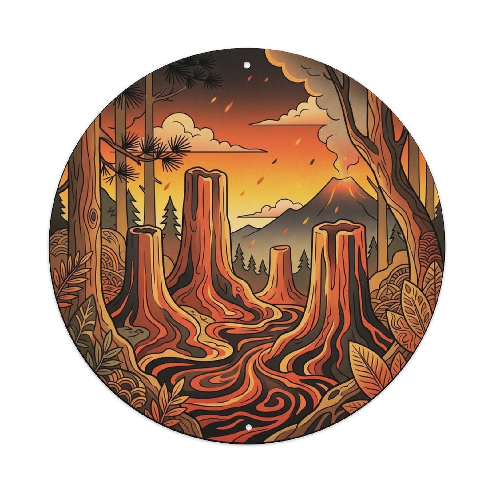 Okahys 8X8inch Classic Style Lava Tree Molds Hawaii Geology Travel Nature Journey Metal Tin Sign