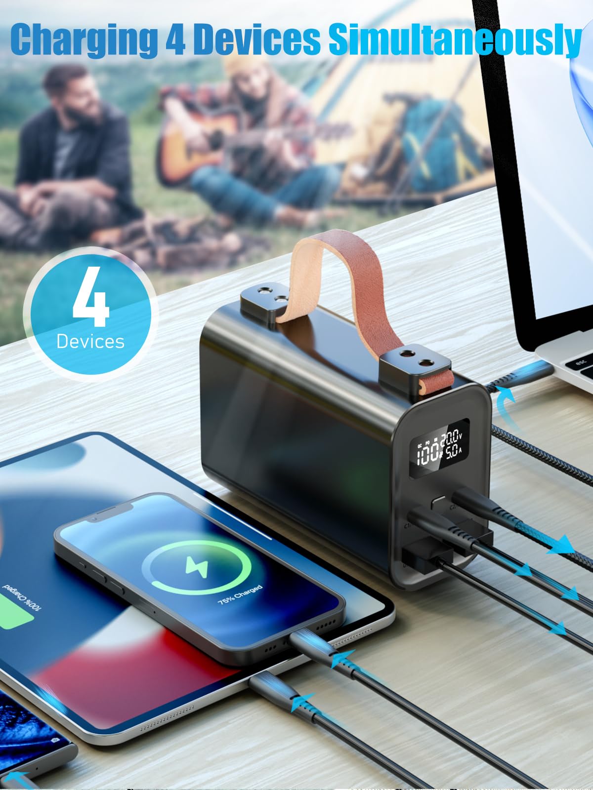 Power Bank 50000mAh – Ricarica Rapida 22.5W Con 5 Uscite E 3 Ingressi, Batteria Esterna Max Capacità Nera