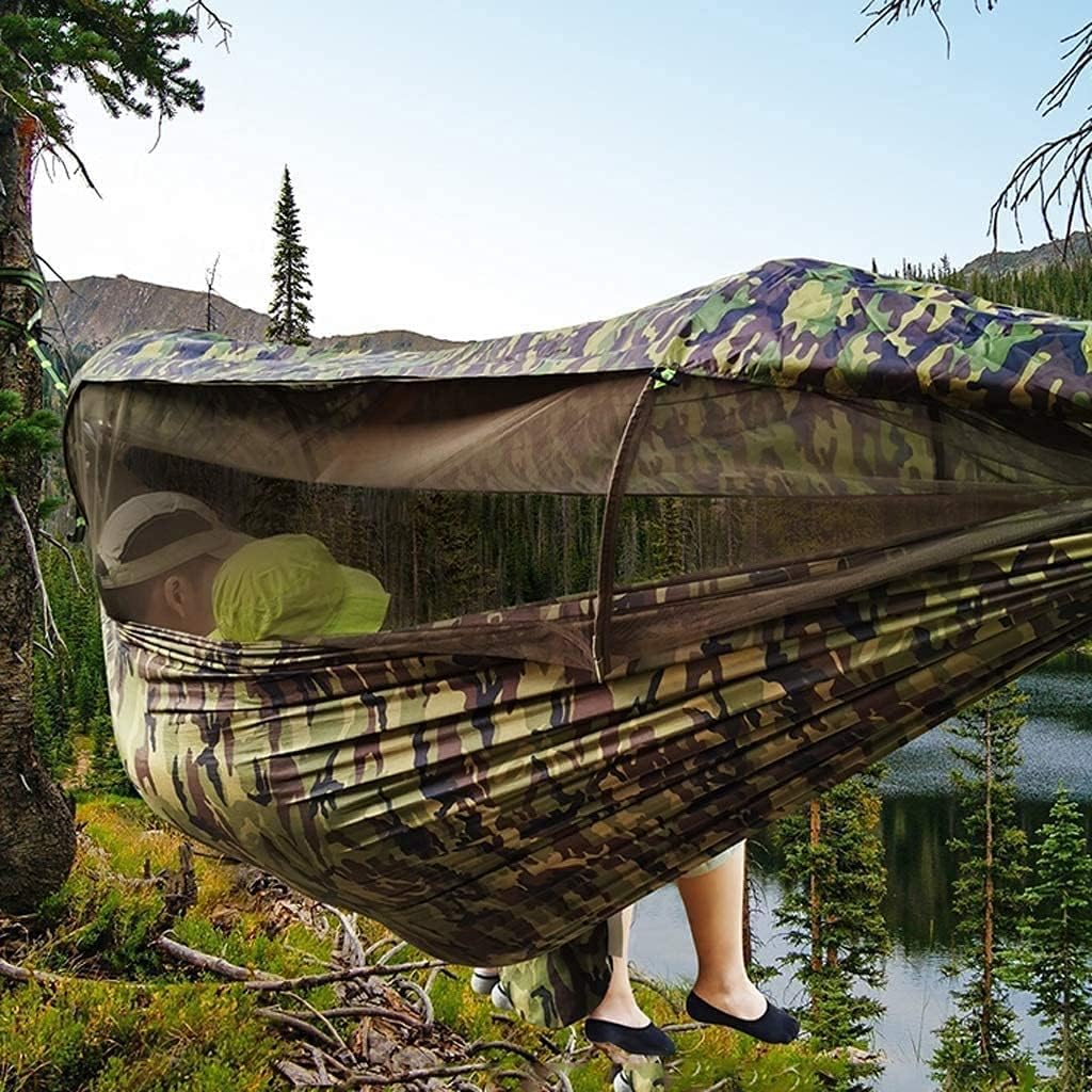 Portable Hammock Hanging Chair, Single Double Outdoor Hammock Swing Chair with Net Cover, Travel Home Hanging Chair 114.1X57 in