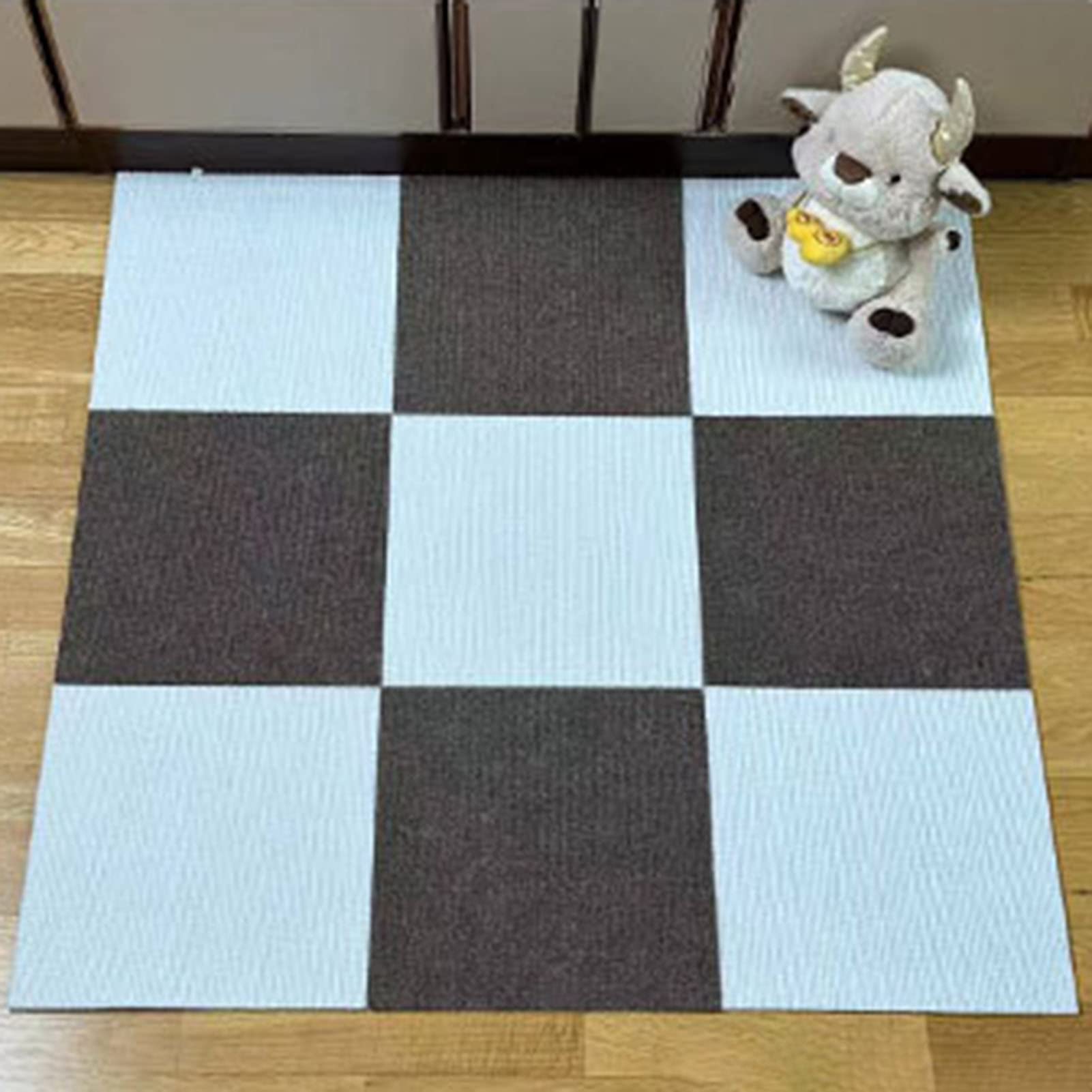 Dalles de moquette à coller, Dalles de moquette auto-adhésives antidérapantes, bâton pelable lavable multicolore 9 pièces cuisine bureau(White*5+coffee*4)