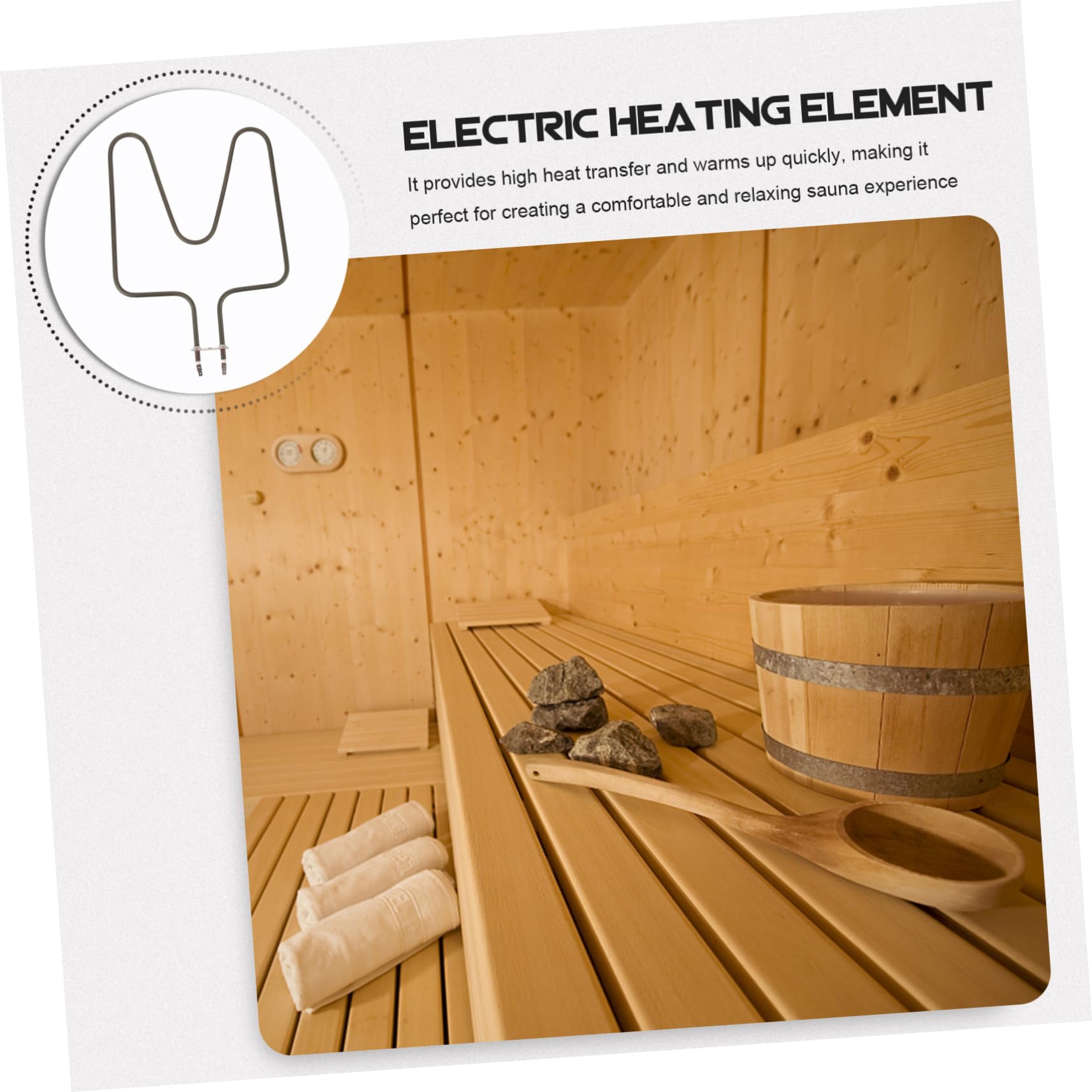 Elemento Tubular Eléctrico de Sauna de Acero Inoxidable Negro