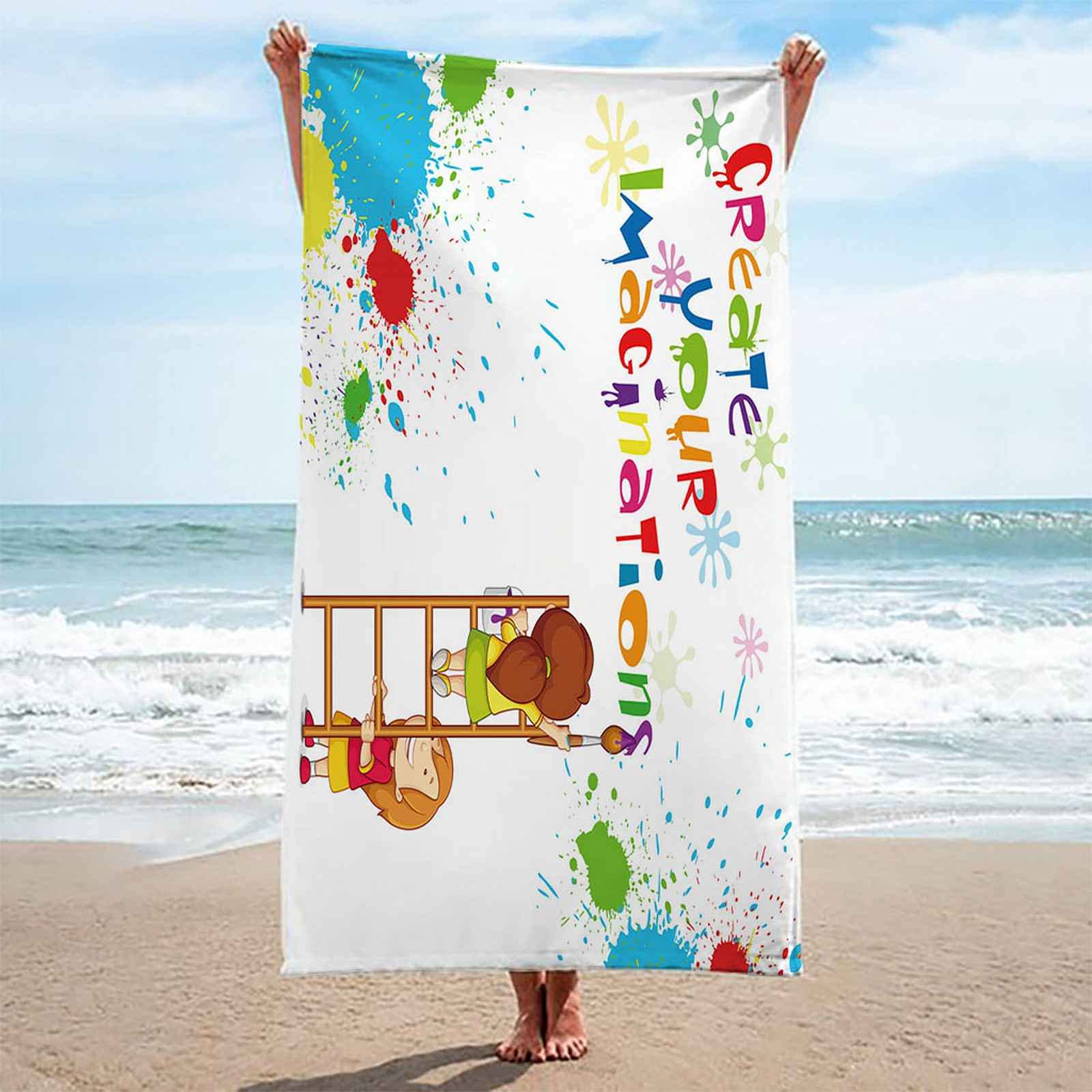 Telo Da Mare 3D Bambina Disegno Stampato Asciugamano Da Spiaggia 100x200cm Asciugamano Microfibra Grande Antisabbia Leggero Telo Mare Per Sport Piscina Viaggi In Famiglia Vacanze