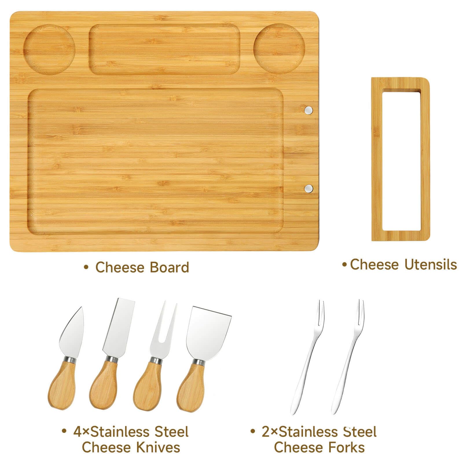 Juego de tablas para charcutería, tabla de queso, tabla de queso grande de bambú y juego de cuchillos, tabla de cortar, bandeja de queso para Navidad, boda, regalos de inauguración de la casa
