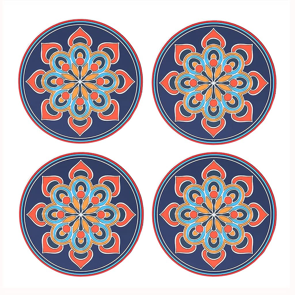 Sets de table ronds en silicone bleu pour repas de cuisine