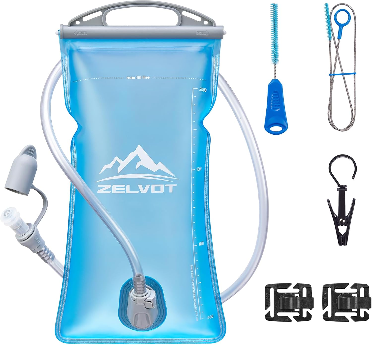 Zelvot 2L-3L Hydration Bladder Kit, 6 in1 Water Bladder with Cleaning Kit