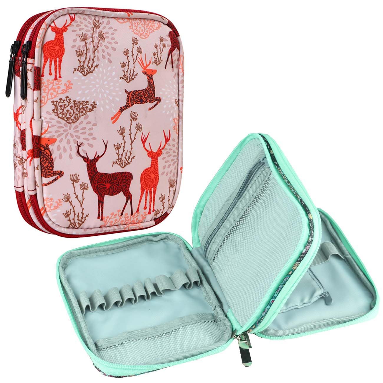 Bagtopia Crochet Hook Case, Portable Travel Organizer Storage Bag for Various Crochet Hooks and Knitting Accessories, Lightweight and Compact Zipper Needle Bag, (Bag Only, Pink Deer) โ image 1