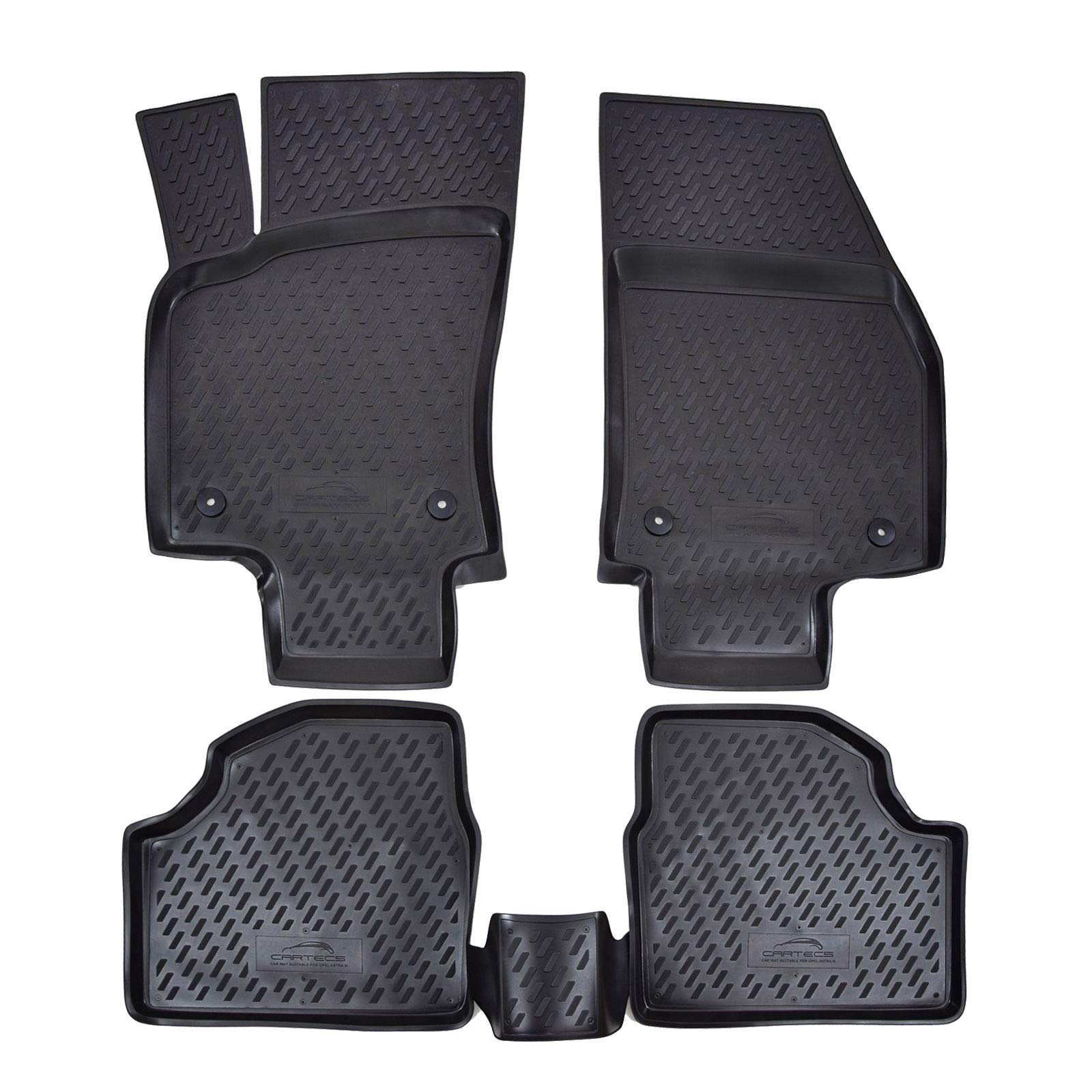 J&J AUTOMOTIVE 3D Gummifußmatten passend für Opel Astra H Schrägheck 2004-2009 4tlg, Allwetter Fußmatten mit 3cm hohem Rand Passform rutschfest Geruchsneutral Schwarz