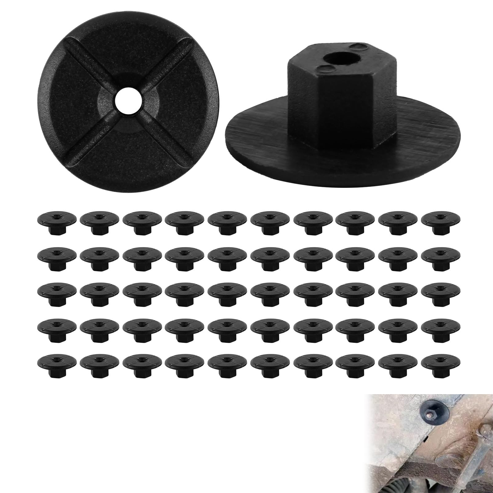 Lot De 50 Clips De Fixation Pour Voiture - Noirs, Compatibles Mercedes, VW, Seat - Références 2019900050, 51711958025