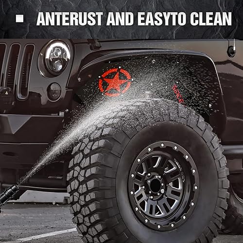 Miniatura 4 de Forros de guardabarros interiores delanteros compatibles con Wrangler JK y JKU Unlimited Sport Sahara Rubicon 07-18, estilo atornillable, cubierta