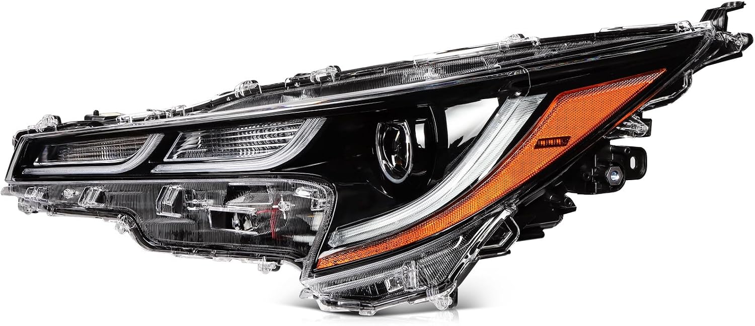Headlight Assembly Fit with 2020-2022 for Toyota COROLLA LE Black Housing Amber Reflector Pair 81110-02S50 81150-02S50