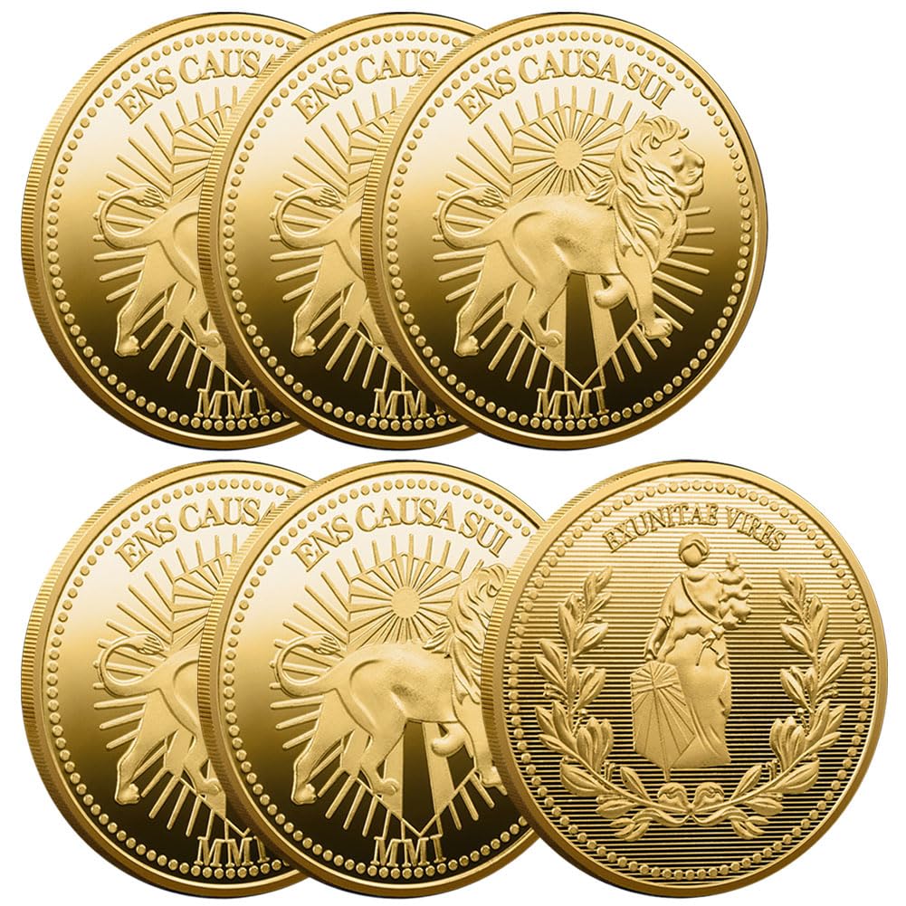 John Wick Continental Hotel Coins Set - 6 Pcs Ex Uniate Vires Collectible John W Coin Set, Continental Hotel Coin with 'Ens Causa Sui' at Backside, Fine Movie Prop