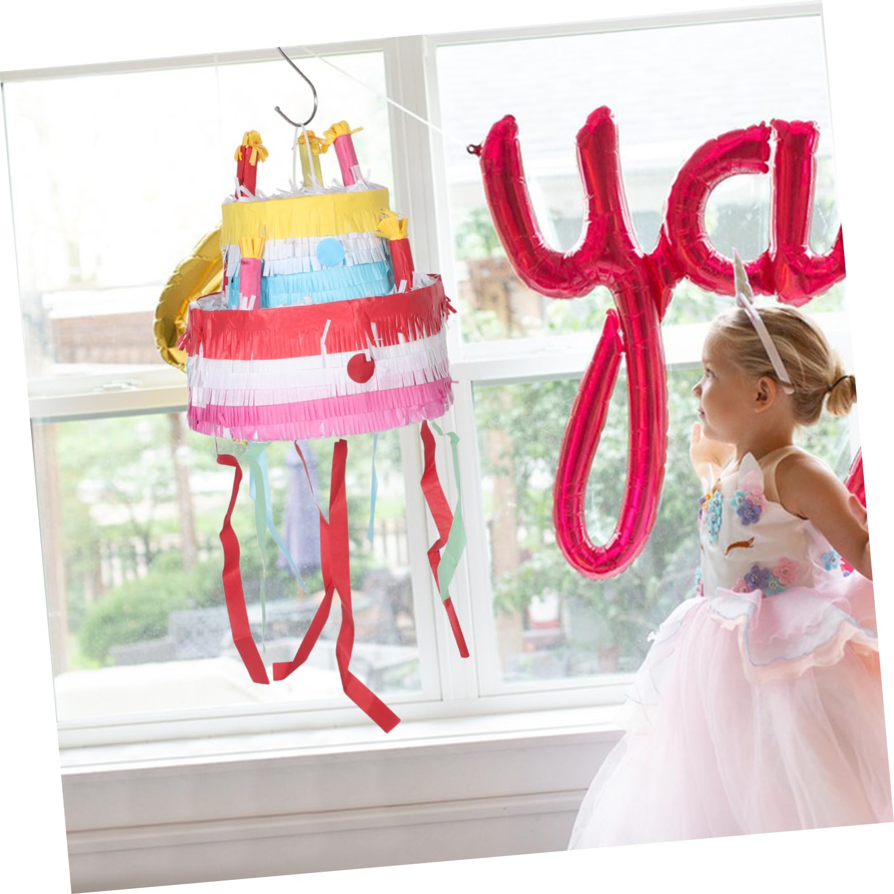 Toyvian Piñata de Pastel de Cumpleaños Grande Tonos Pastel para Fiestas Infantiles y Decoraciones de Cumpleaños Mexicanas Divertido Dulces y Confeti para Fiestas de Verano