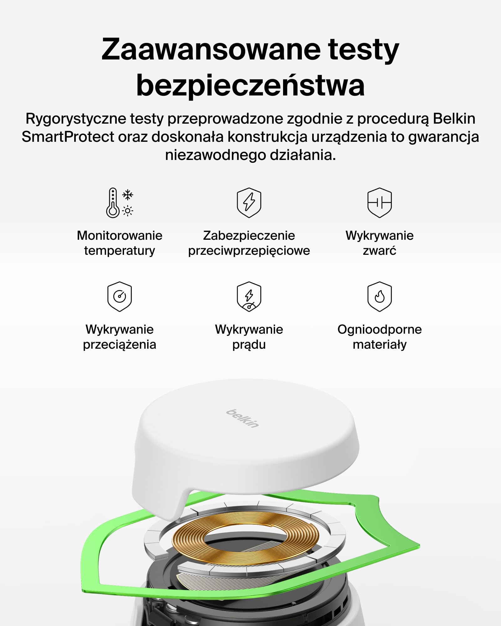 Belkin UltraCharge Bezprzewodowa Stacja Ładująca 3 w 1 z Qi2, 25 W – Biała | Ładowarka Magnetyczna do Urządzeń iPhone, Galaxy, Słuchawek i Smartwatchy, Certyfikat Qi2.2, Port USB-C, z Zasilaczem 45 W