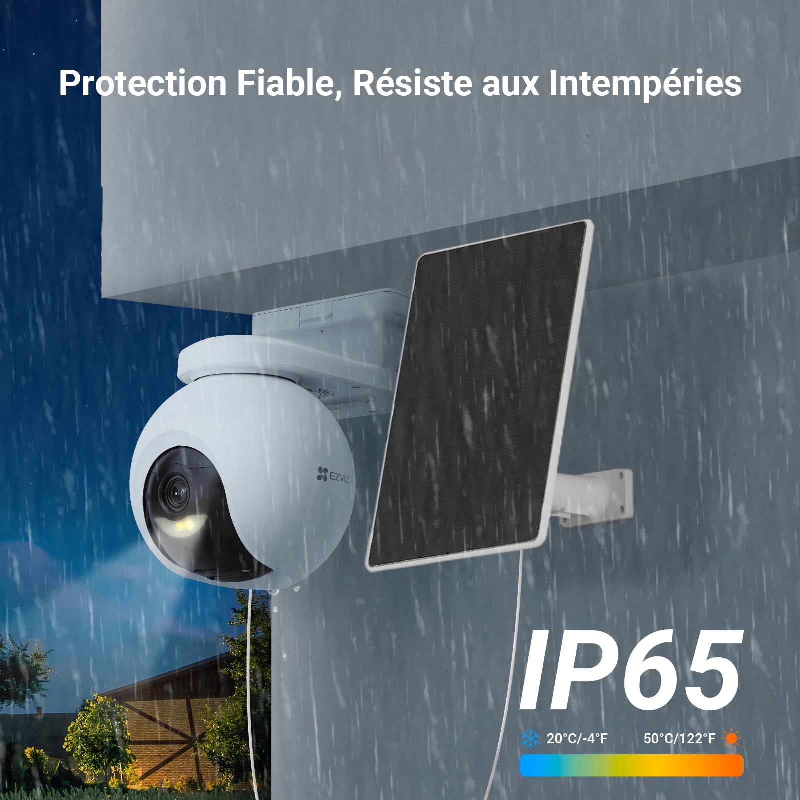 EZVIZ 4K(8MP) Caméra Surveillance WiFi Extérieure sans Fil + 5W Panneau Solaire, Détection de Personnes/Véhicules, Caméra Solaire Extérieure 360°, Mode AOV, Défense Active, CB8 Pro 4K Kit