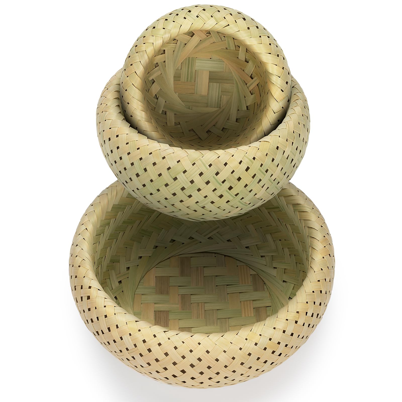 wntplhtg 3 pieces woven 100% handmade bird's nest bamboo basket woven bread food woven bamboo basket traditional decoration 8 inches 10 inches 12 inches