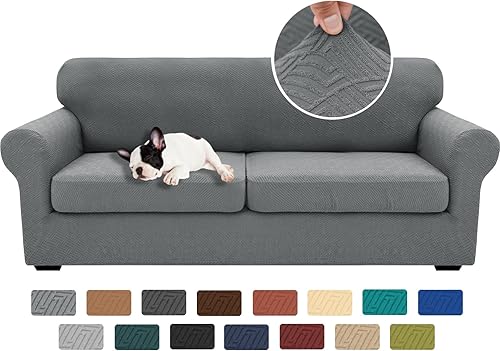 Miniatura 38 de XINEAGE - Fundas para sofá de 3 piezas, para sofá de 2 cojines extragrandes, funda súper elástica para sofá de 2 asientos, funda universal para sofá