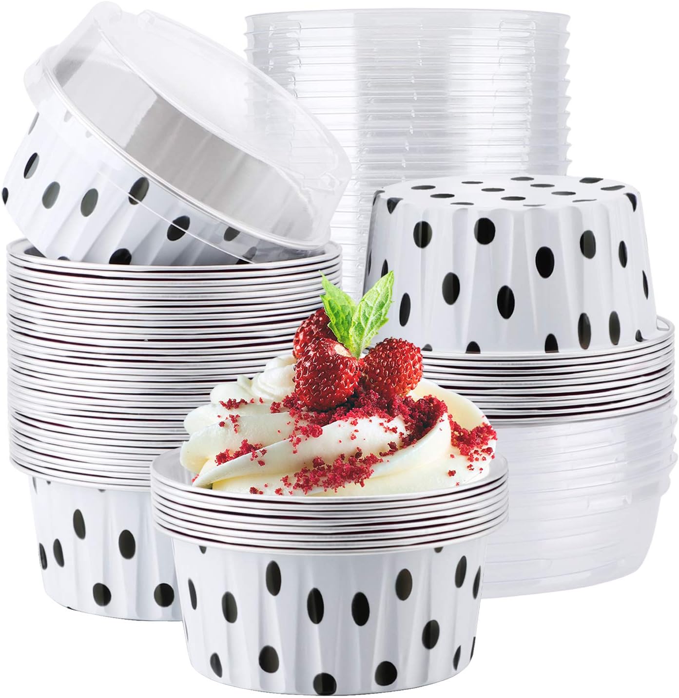 EUSOAR Aluminum Baking Cups, 50pcs 5oz Disposable Ramekins, Aluminum