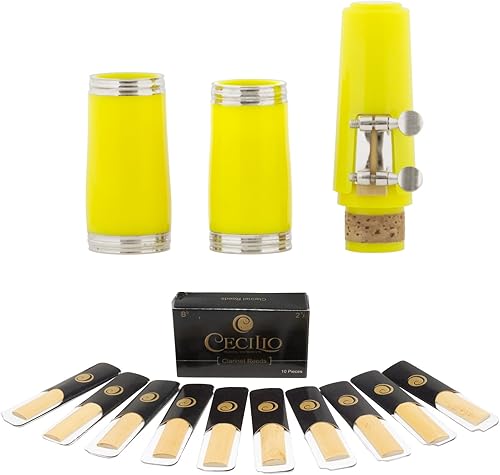 Miniatura 8 de Mendini by Cecilio B Flat - Clarinete para estudiantes principiantes con 2 barriles, estuche, soporte, bolsillo, boquilla, 10 cañas, cepillo para