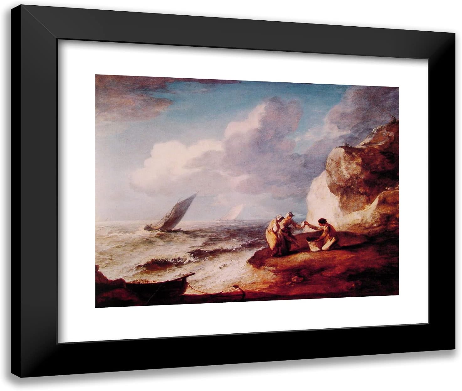 ArtDirect Gainsborough, Thomas 24x20 Gold Ornate Framed Art Print with Double Matting Titled: Rocky Coastal Scene