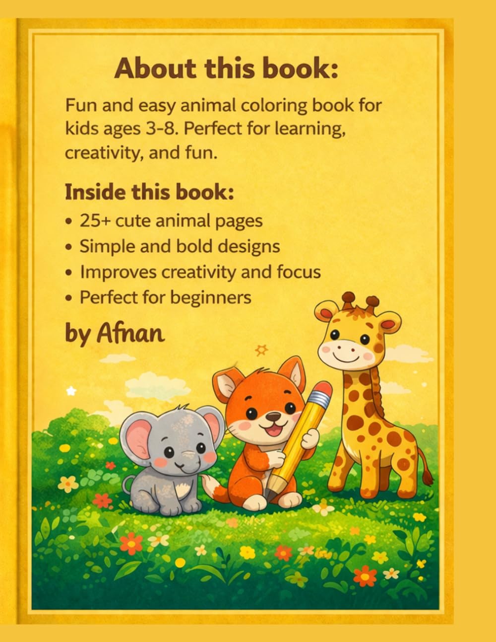 Animal Coloring Book for Kids: Fun & Easy Coloring Pages for Toddlers & Beginners
