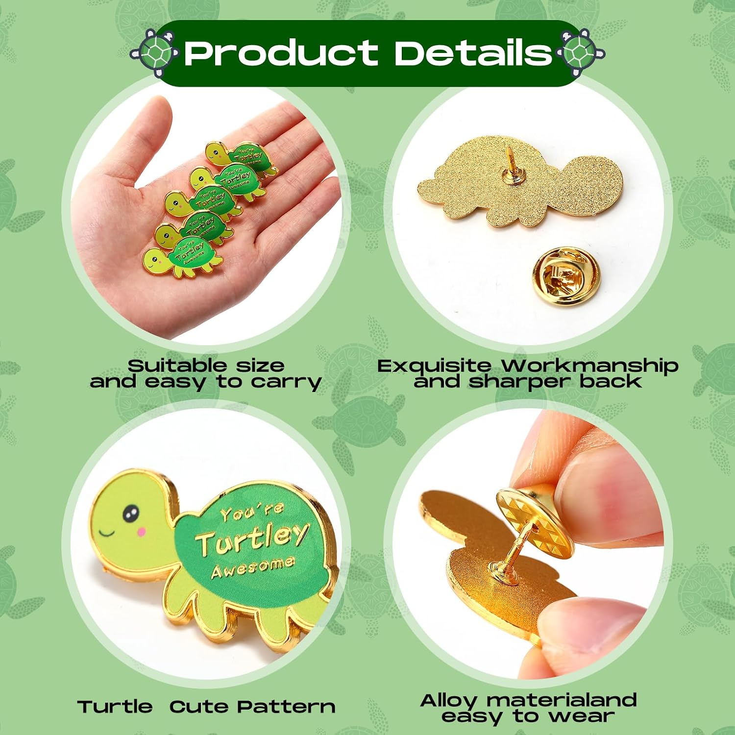 Juexica 50 Sets Employee Appreciation Gifts Bulk Positive Turtle Pins You're Awesome Inspirational Notecard Thank You Gift for Coworker Staff Volunteer Teacher Students Christmas Favor (Green)
