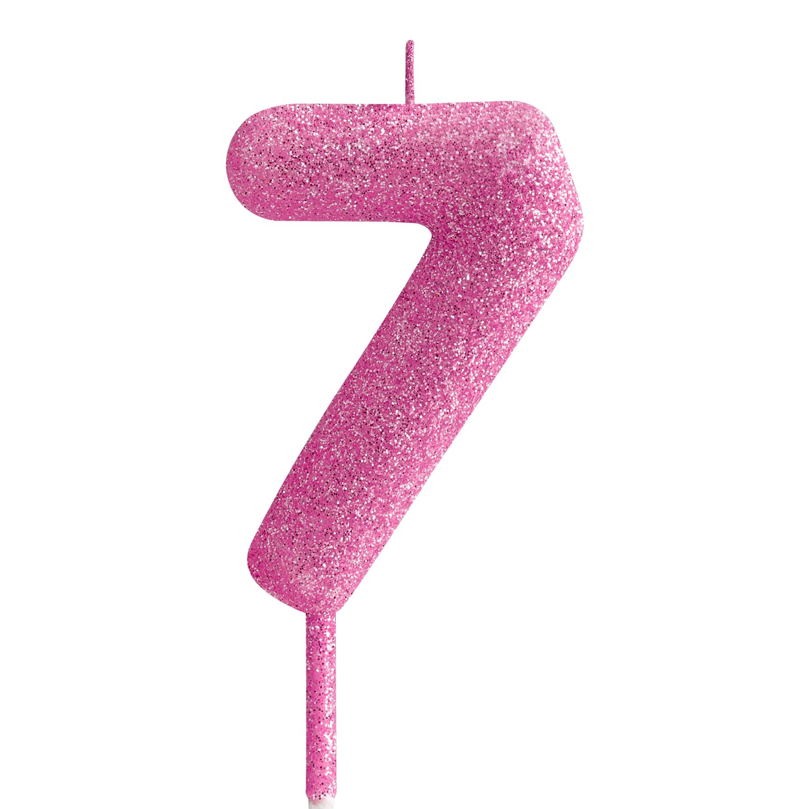 Sparkly Sequin Number 7 Birthday Candle - With Rhinestone Crown, Drip Tray & Stick - View #8