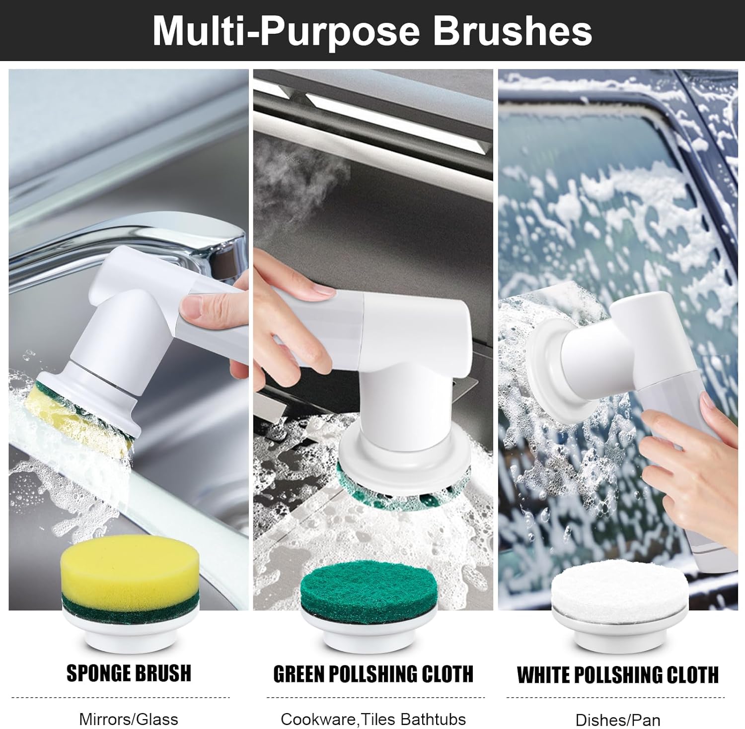 Electric Spin Scrubber,DEPURE Cordless Electric Cleaning Brush,Power Scrubber with 2 Rotating Speeds and 6 Replaceable Cleaning Brush Heads for Bathroom,Kitchen,Wall,Oven,Dish,Floor