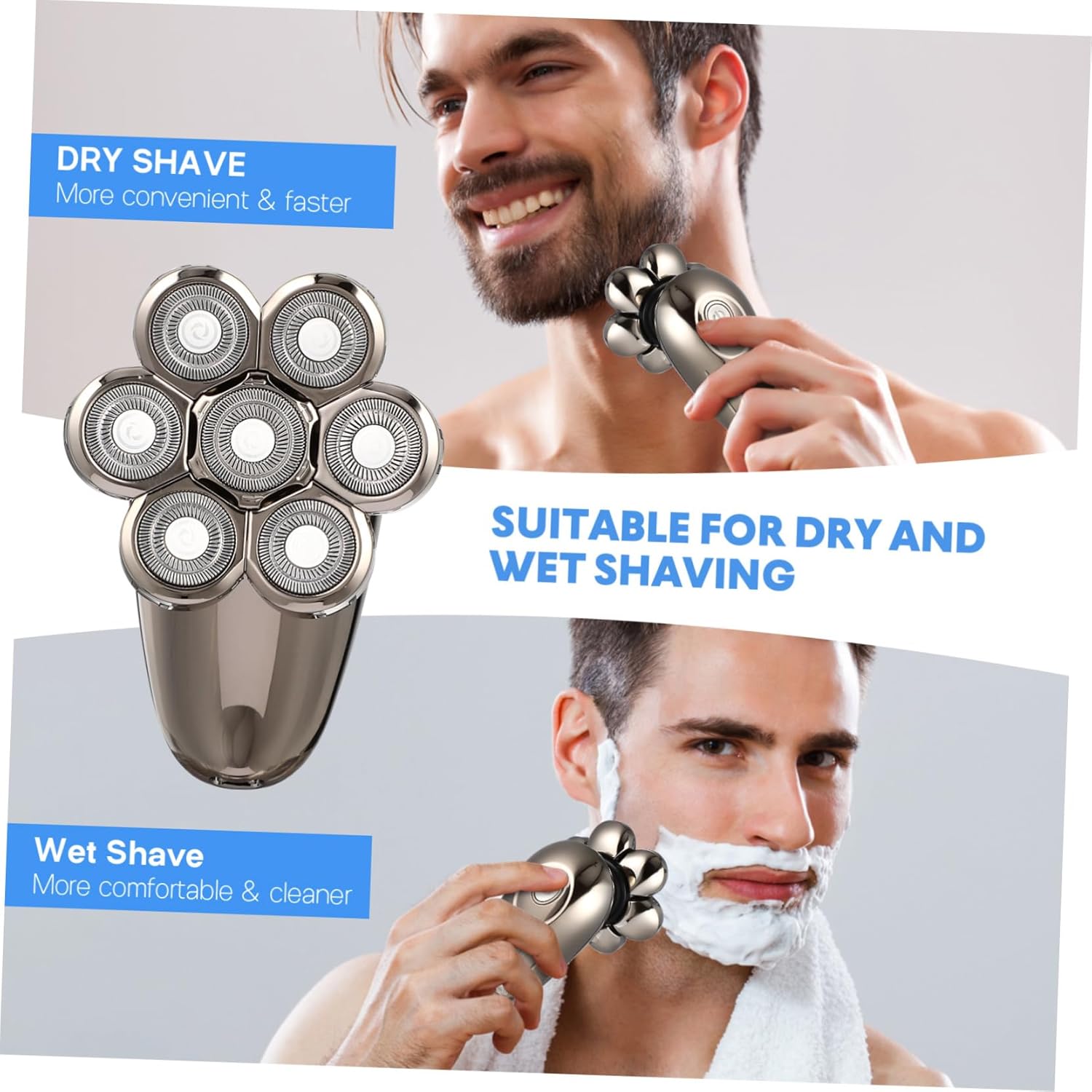 Electric Shaver 7 Blades Rechargeable LED Display Hair Clipper for Men Nose Hair Trimmer Bald Head Grooming Kit Wet/Dry Use