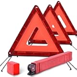 DSV Standard Emergency Triangles, Warning Triangles for Vehicles, Reflective Triangle, Safety Triangles with Case for Vehicles Breakdown, 3-Pack