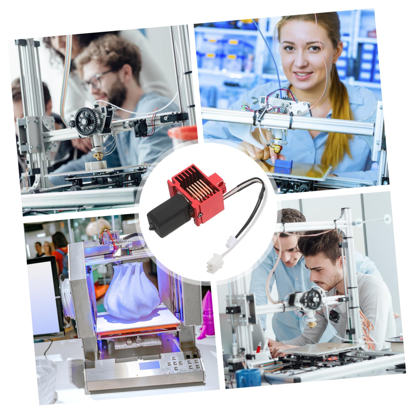 Hotend Bausatz für Labs Carbon, 1 Satz aus Aluminium und Stahl | Rot, mit Austauschbaren Gehärteten Düsen 0, 4mm und 0, 6mm, Passend für 3d-drucker