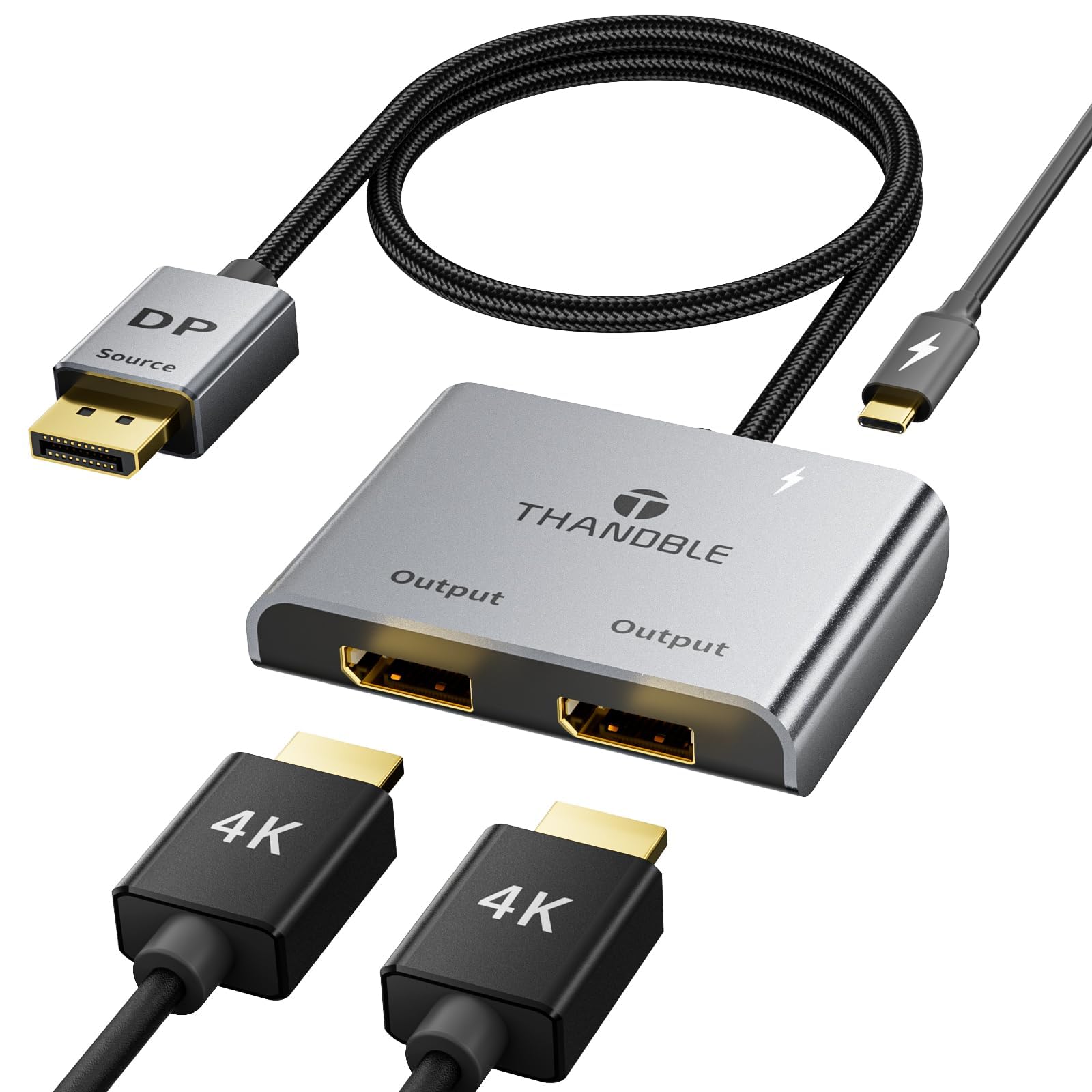 Adaptateur DisplayPort vers double DisplayPort (4K @ 60 Hz) - Port d'affichage 1 entrée et 2 sorties pour écran étendu double écran, adaptateur MST DP vers 2 DP pour PC, carte graphique