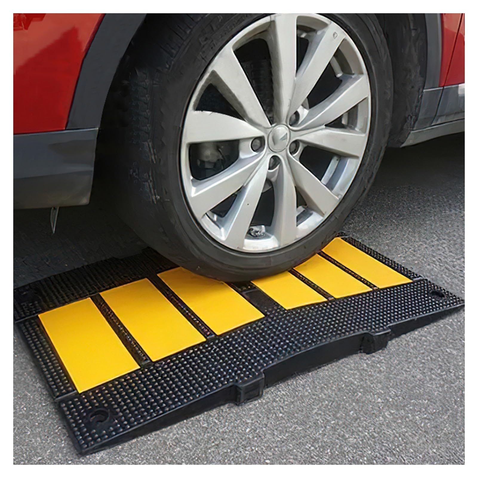 Width Speed Humps Rubber Speed Bumps For Saftey Combinable High Visibility Durable Ramps,Garage Speed Bump，60X50X3Cm