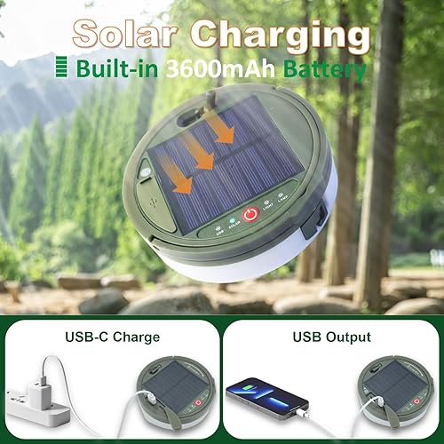 Miniatura 4 de Paquete de 2 tiras de luces solares para campamento, 39.4 pies, luz de campamento portátil impermeable con 8 modos de iluminación, funciona con