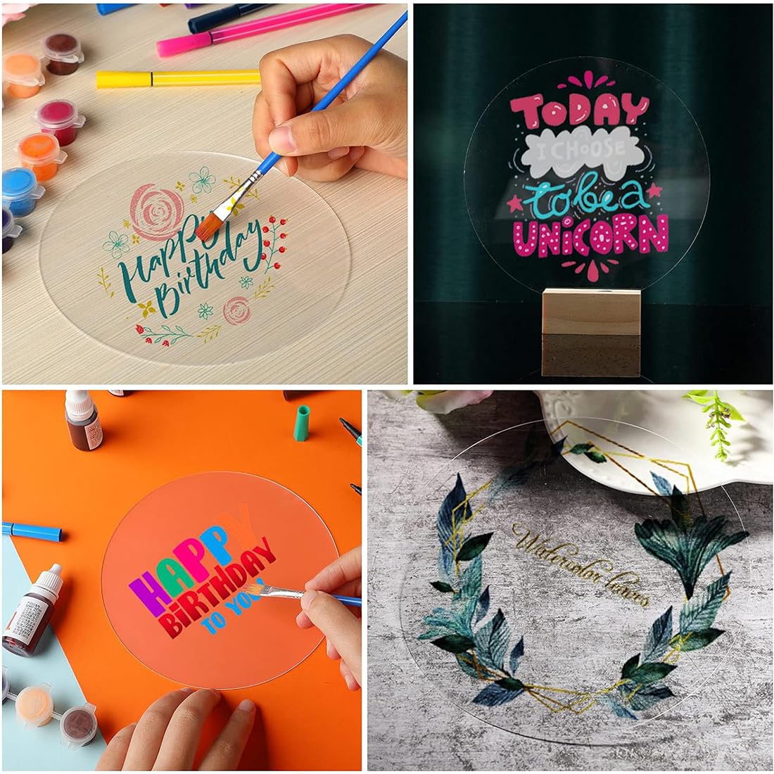 MytaYt 15 Pièces Disque Acrylique Rond Transparent De 10 Cm Avec Trou Acrylique Cercle Disques Vierges Acrylique Transparent Ronde Plastique Plaque Acrylique Ronde Pour DIY, Imprimer, Peinture