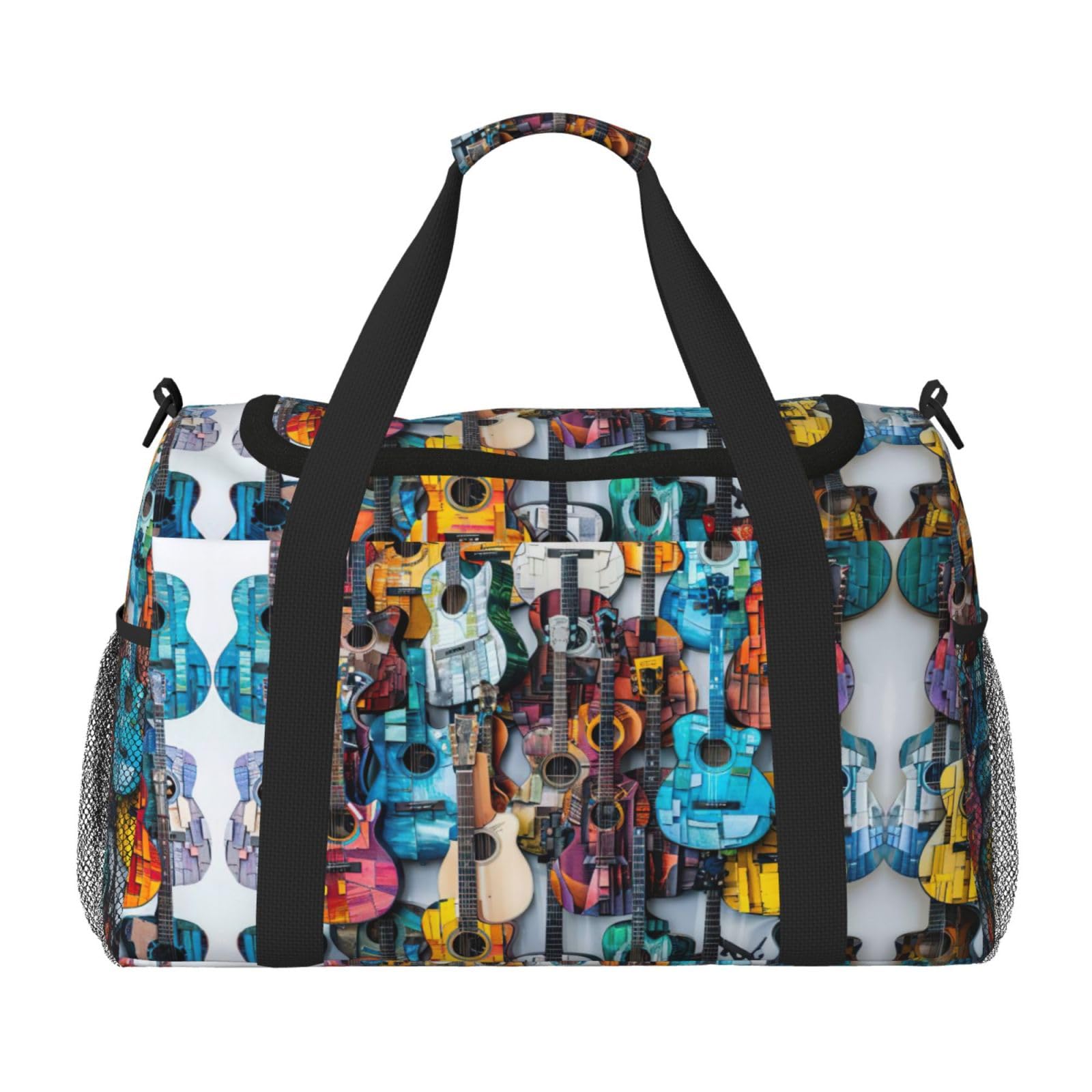 Borsa a mano colorata per chitarra acustica e weekender, per donne e uomini, perfetta per frequent flyer, Nero , Taglia unica