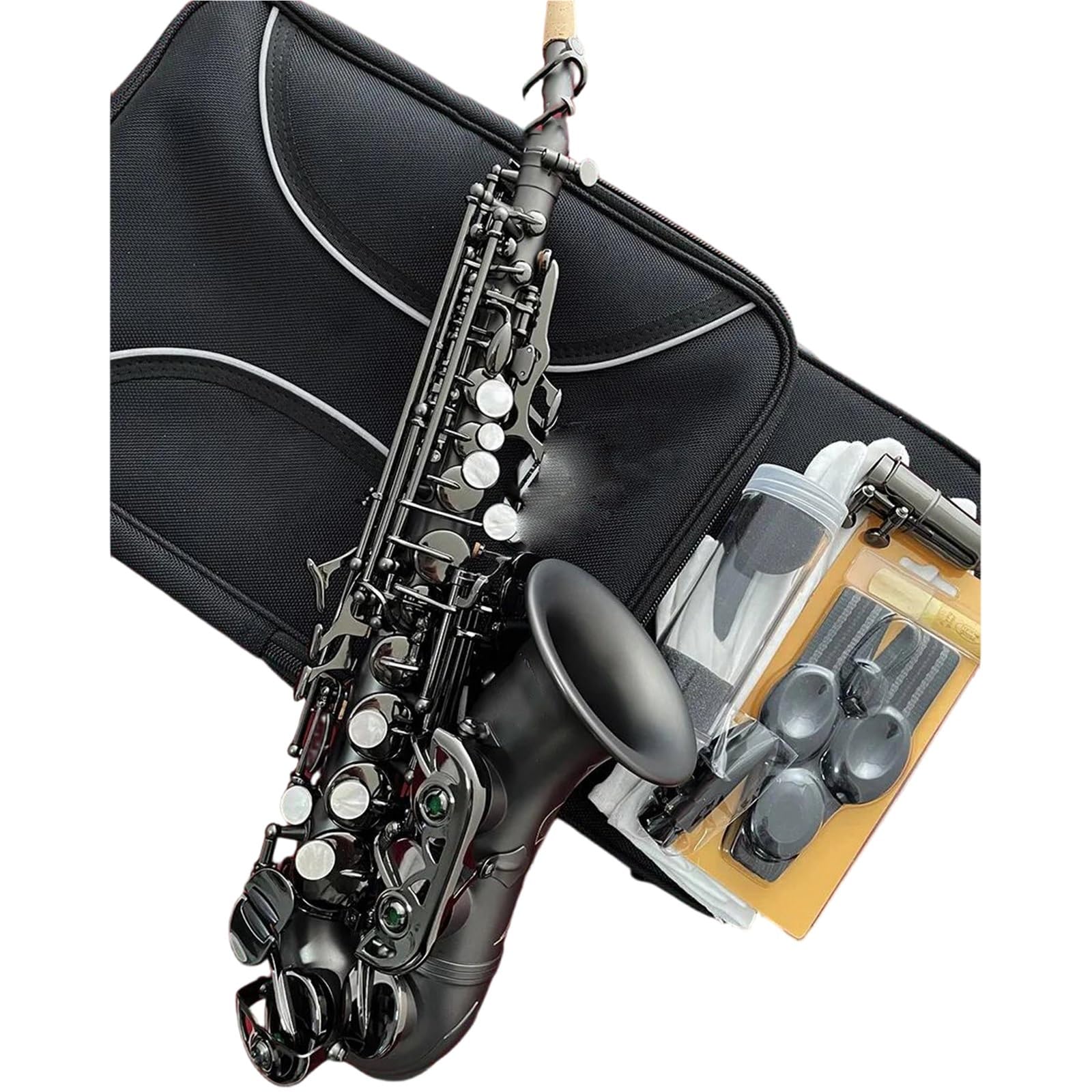 Saksofony Dla Początkujących Saksofon Sopranowy Bb Satin Black Nickel Profesjonalne Instrumenty Muzyczne