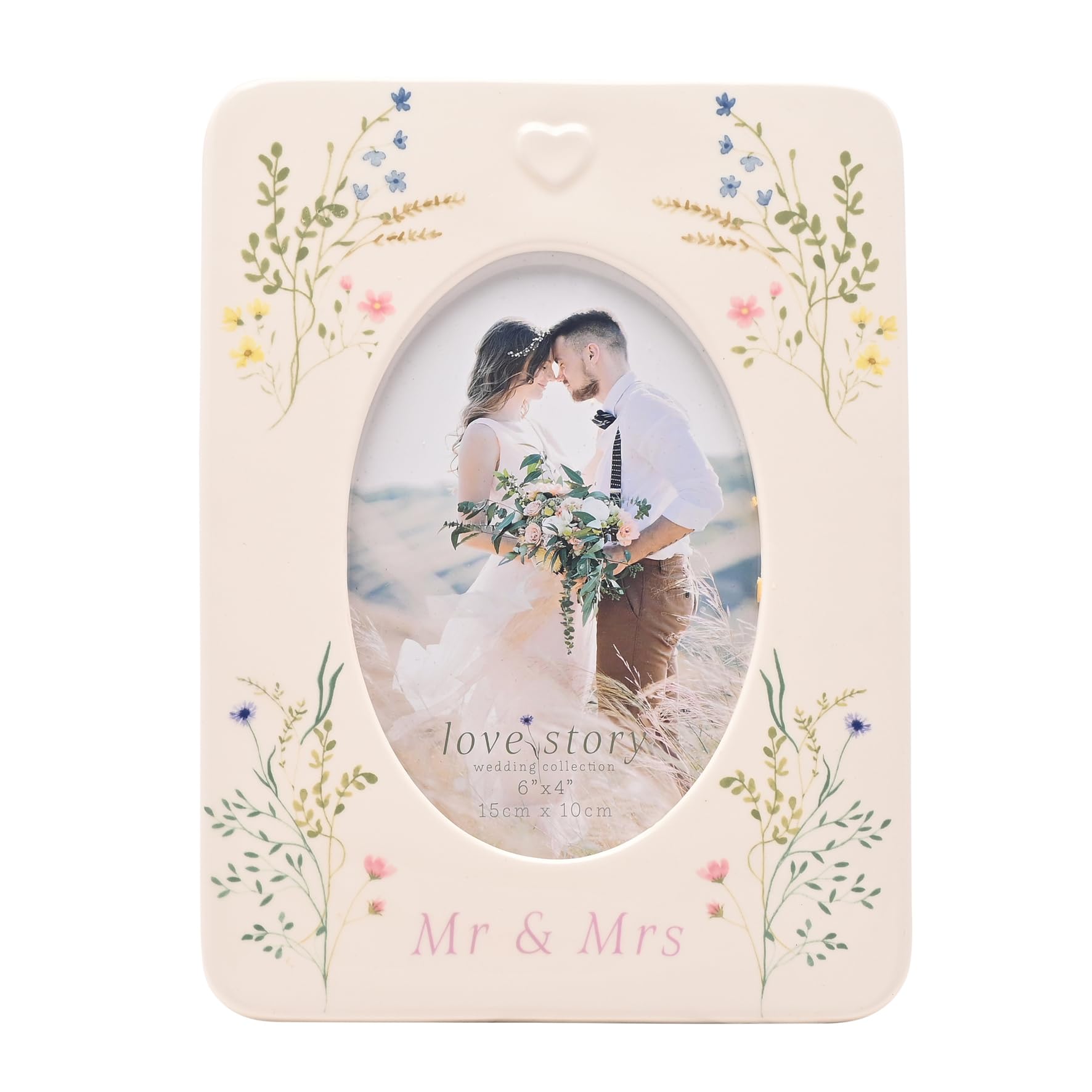 The Gift Experience Love Story Ceramic Floral Mr & Mrs Photo Frame