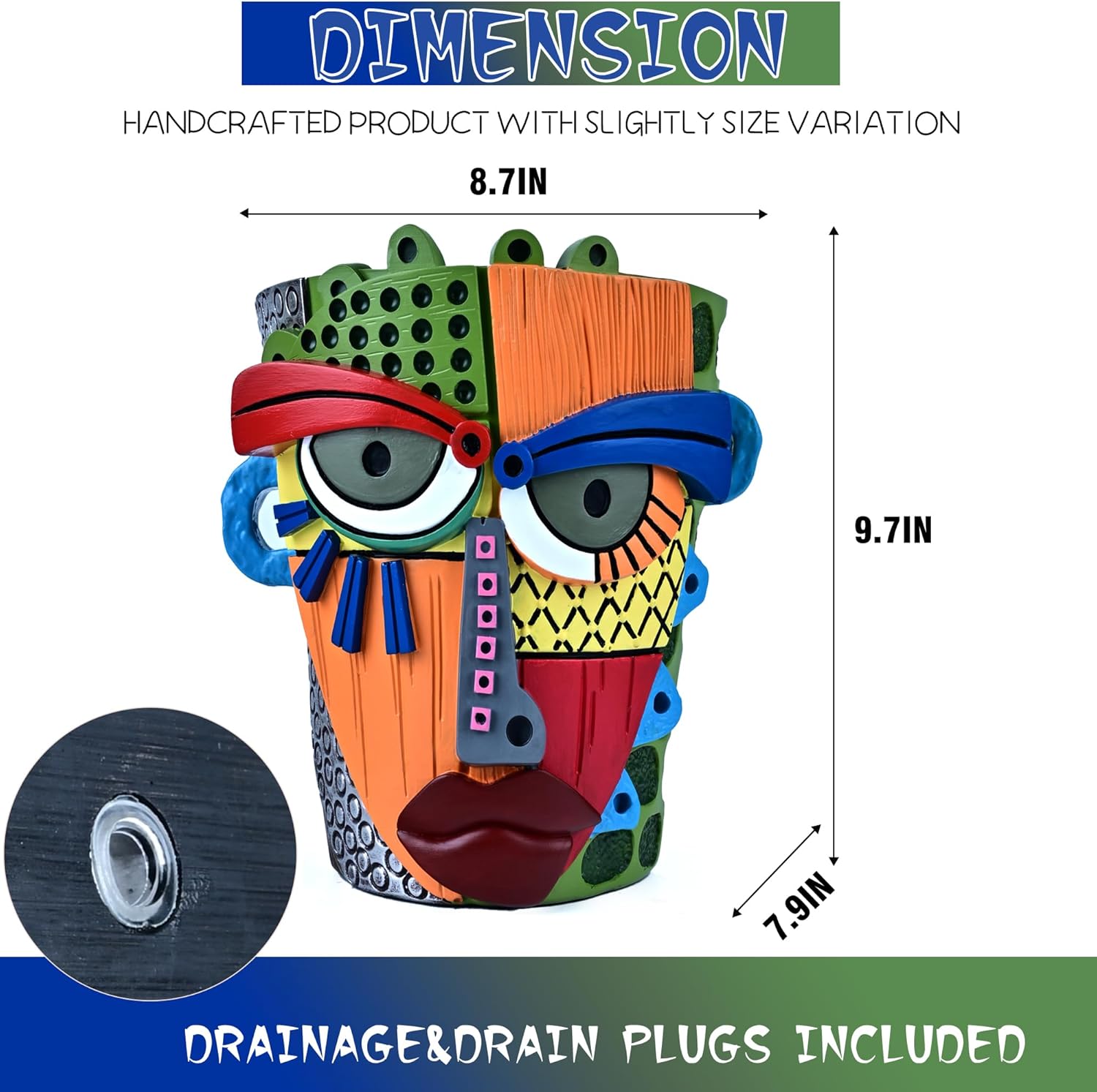 Midogaigai Abstract Face Planter Pots for Plants,Hand-Painted Colorful Flower Pots with Drainage, Indoor Outdoor Garden Decor Gift(Modern,Large)