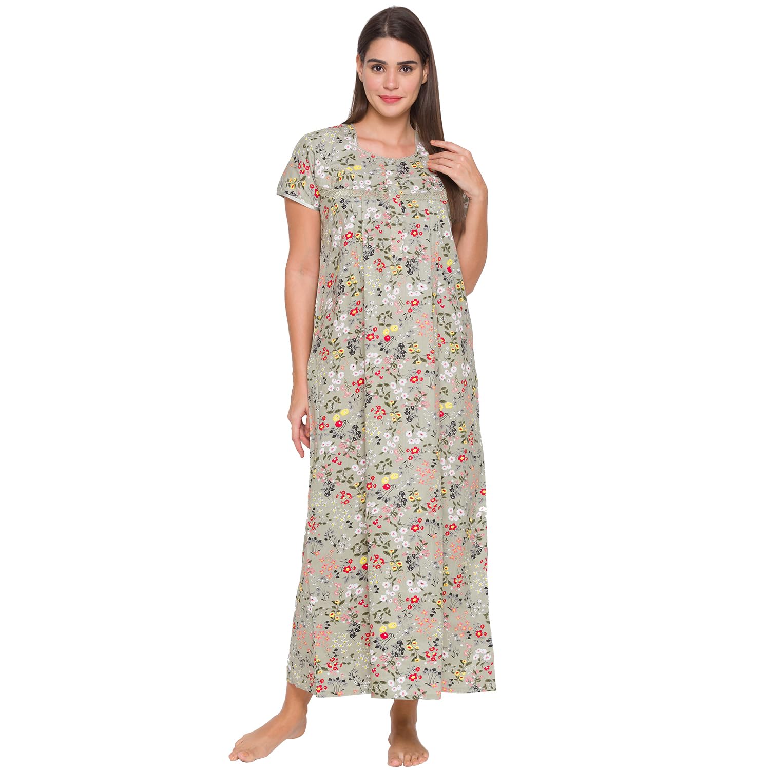 AV2 Women's Cotton Floral Maxi Maternity Nighty