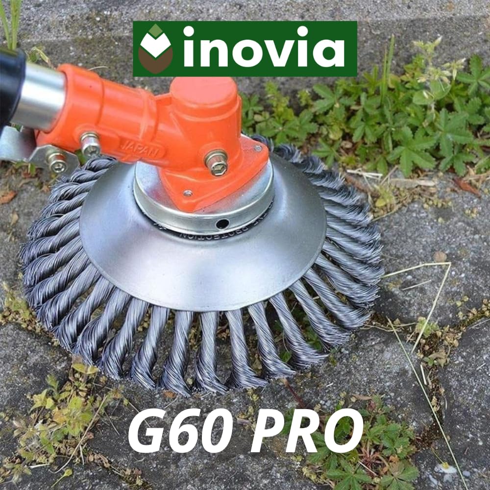 inovia G60 Pro - Coupe Bordures - Kit Complet Schneidkopf aus Stahl mit verdrillten Drähten - Effektiv für grobes Gras und Unkraut - Hochwertiger Rasentrimmerkopf